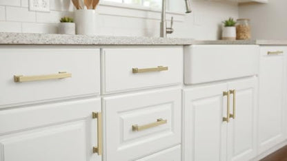 Alzassbg 10 Pack Brushed Brass Cabinet Pulls, 6-1/4 Inch(160mm) Hole Centers Kitchen Cabinet Handles for Cabinets and Drawers AL3061BB - color: Brushed Brass, size: 6-1/4" Hole Center