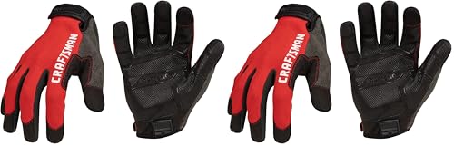 CRAFTSMAN CMMT14199 Touchscreen Compatible Unisex Silicone Grip Mechanic Gloves, Large - size: Large (Pack of 2)