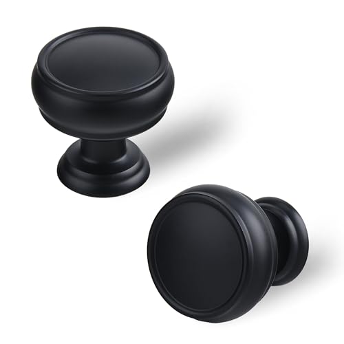 10 Pack Matte Black Cabinet Knobs, 1-1/4 Inch Modern Furniture Hardware Zinc Alloy Knob, Single Hole Hardware for Kitchen Cabinet, Dresser Knob, Drawer Knobs - color: Matte Black