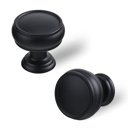 10 Pack Matte Black Cabinet Knobs, 1-1/4 Inch Modern Furniture Hardware Zinc Alloy Knob, Single Hole Hardware for Kitchen Cabinet, Dresser Knob, Drawer Knobs - color: Matte Black
