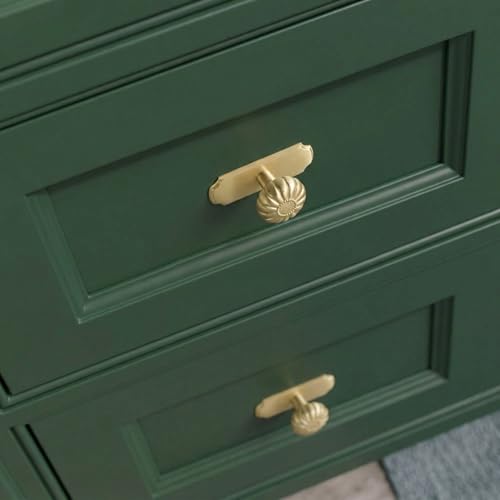 Solid Brass Cabinet Knob with Backplate, Brushed Brass Pumpkin Drawer Pull for Kitchen, Bathroom Handle, 6 Pack - color: Pure Brass, size: Knob