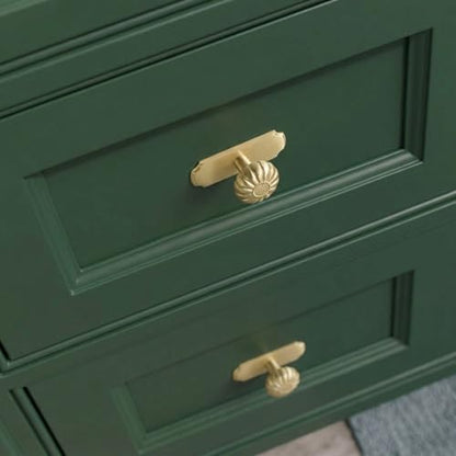 Solid Brass Cabinet Knob with Backplate, Brushed Brass Pumpkin Drawer Pull for Kitchen, Bathroom Handle, 6 Pack - color: Pure Brass, size: Knob
