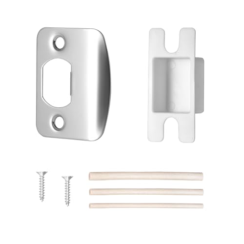 Door Strike Plate for Interior Doors, Security Reinforcement Plate, Stainless Steel Polished Chrome Strike Plate, 1 Pack - color: Polished Chrome, size: 1 Pack