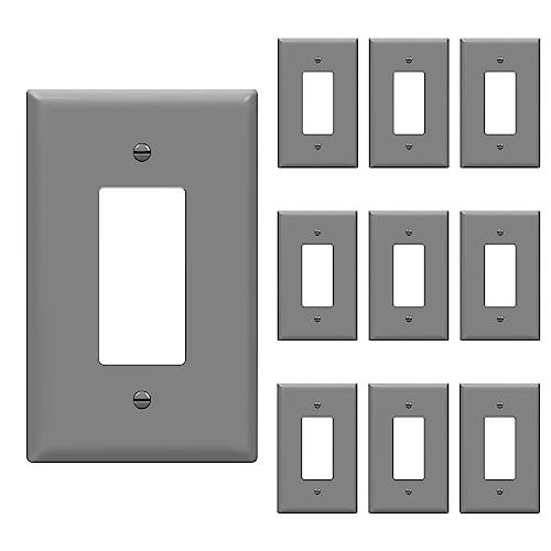 ENERLITES Decorator Light Switch or Receptacle Outlet Wall Plate, Gloss Finish, Oversized 1-Gang 5.5" x 3.5", Unbreakable Polycarbonate Thermoplastic, UL Listed, 8831O-GY-10PCS, Gray, 10 pack - color: Gray, size: Oversize