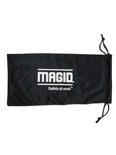 MAGID Y50 Safety Glasses for Construction | Black Frame — 1 Pair, Clear Lens | Side Shields, ANSI Z87.1+, Anti-Fog, Scratch-Resistant, 99.9% UV Protection, Polycarbonate Lens - color: Clear Lens | Black Frame, size: 1 Pair