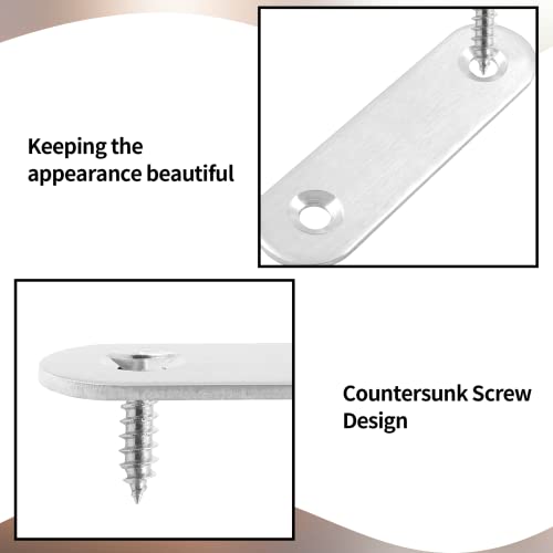Jiozermi 24 Pcs Straight Brace, Flat Brace 2.4” x 0.6”, Stainless Steel Straight Bracket, Mending Joining Plates for Wood, Board, Bed Frame, Furniture & Shelves, Silver - size: Silver, 2.4” x 0.6”, 24 Pcs
