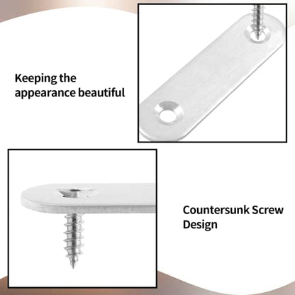 Jiozermi 24 Pcs Straight Brace, Flat Brace 2.4” x 0.6”, Stainless Steel Straight Bracket, Mending Joining Plates for Wood, Board, Bed Frame, Furniture & Shelves, Silver - size: Silver, 2.4” x 0.6”, 24 Pcs
