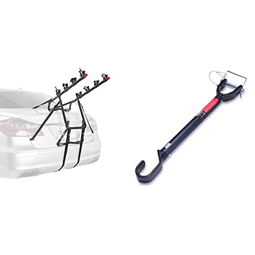 Allen Sports Deluxe 4-Bike Trunk Mount Rack, Model 104DB-R, Black & Tension Bar Bicycle Cross-Bar Adaptor, Black, One Size - color: Red/ Black, size: 4-bike, style: Bike Rack + Adaptor Bar