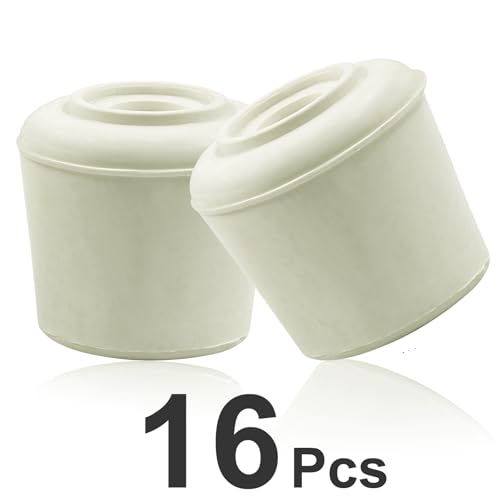16pcs 7/8 Inch Round Chair Leg Tips Caps, Non-Slip Rubber Chair Leg Floor Protectors, White Furniture Leg Caps Fit for 0.82"-0.87" (21-22mm) Diameter Round Feet - size: 7/8 Inch-White