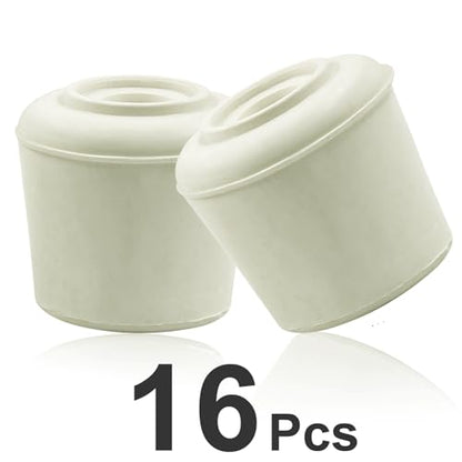 16pcs 7/8 Inch Round Chair Leg Tips Caps, Non-Slip Rubber Chair Leg Floor Protectors, White Furniture Leg Caps Fit for 0.82"-0.87" (21-22mm) Diameter Round Feet - size: 7/8 Inch-White
