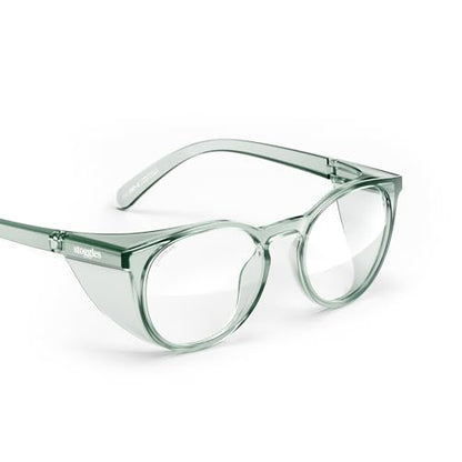 Stoggles Round Z87.1 Certified Polycarbonate Safety Glasses, Scratch & Shatter-Proof, Blue-Light & UV Blocking Lens, Top & Side Shields, Anti-Fog Dip Coated, Durable, Protective & Stylish Eyewear - color: Moss