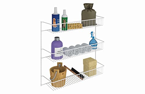 ClosetMaid 3-Tier Hanging Wall Mounted Metal Rack for Spices, Shelf Storage, Pantry Organization, Laundry, Kitchen, Bathroom, White, 8022 - size: 18-inch Wide, style: 3-Tier