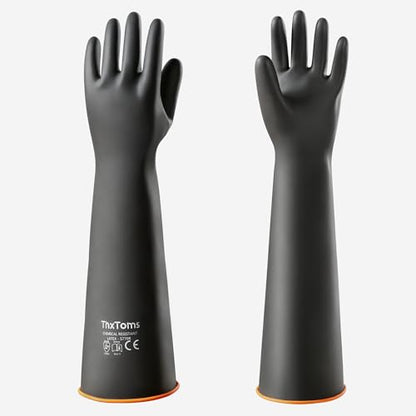 ThxToms 22" Heavy Duty Chemical Resistant Latex Rubber Gloves, Waterproof Long Cleaning Gloves for Industrial Cleaning, Gardening, Oil, Acid & Alkali Resistance, 1 Pair - color: 22"