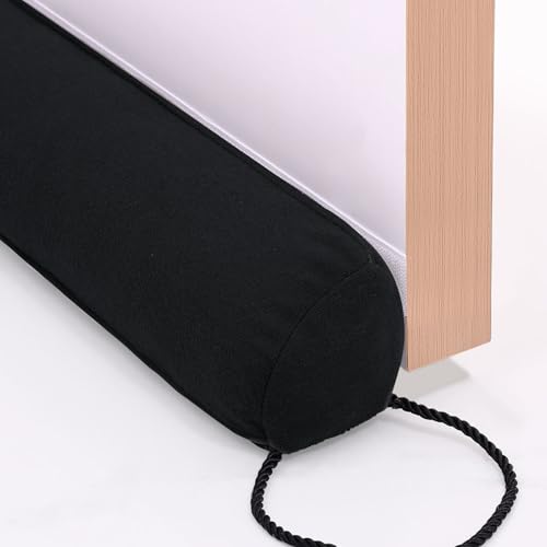 hyha 38 Inch Door Draft Stopper, Blocks Hot Cold Air with Removable Washable Cover, Gaps Up to 3 Inch, All-Season Noise and Wind Seal, Under Draft Stopper for Bottom of Door Window, Black - color: Black, size: 38in