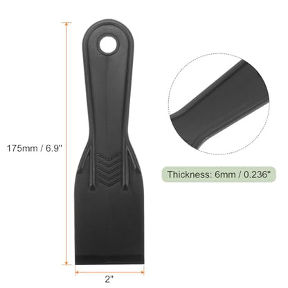 HARFINGTON 10pcs Putty Scraper 2" Width 6mm Thin Width 6mm Thin Flexible Plastic Putty Knives for Taping Drywall Spreading Painting Wall Scratching - color: Black, size: 2"