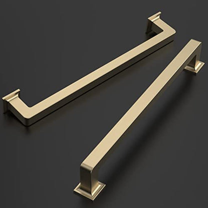 Amerdeco 10 Pack Brushed Brass Cabinet Pulls 7 Inch Hole Centers Kitchen Cabinet Handles Cabinet Hardware Kitchen Handles for Cabinets Cupboard Handles Drawer Pulls ZH0019 - color: Brushed Brass, size: 7"/177MM Hole Center