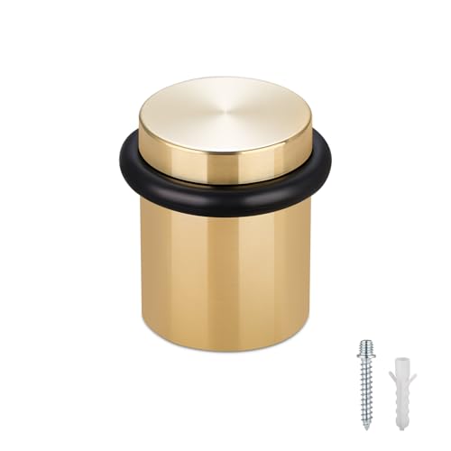 Floor Door Stopper Door Stop-Classy Solid Steel Modern Heavy Duty Door Stoppers -Floor Mount Anchor Screw-Wall Protector for Commercial Door(Golden, 1.5 Inch) - color: Gold, size: 1.5 Inch