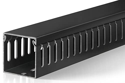 ZhiYo 2x2in Cable Raceway, Server Rack Cable Management Under Desk Cord Organizer, Electrical Safe PVC Cable Hider Open Slot Wire Raceway for Network/PC/TVs, Wire Duct Black - color: Black, size: 2in H x 2in W x 6ft L