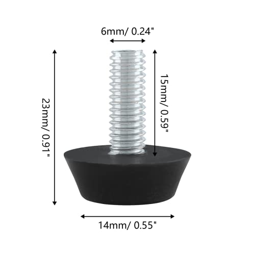 Zorfeter 30 Pcs Screw in Threaded Furniture Adjustable Levelers, M6 Leveling Feet Patio Furniture Glide Leveling Feet for Table, Chair, Furniture Legs (M6 x 15mm) - size: M6 x 15mm