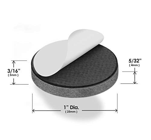 Slipstick Premium Wool Felt Furniture Feet Pads/Chair Leg Floor Protectors (1 Inch Round) Includes 16 Wool Blended Felt Feet Pads with Peel and Stick Adhesive, Gray, CB113 - size: 1" Round