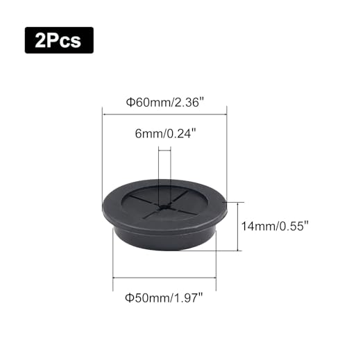 2 Inch Cable Grommet (50mm)–2 Pcs Flexible Rubber Cable Hole Covers for Data Center Cabinet, AV Server Bay, Heavy Wire Routing (Black) - size: 2pcs 2"(50mm)