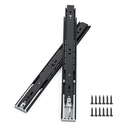 Soft Close Drawer Slides 16 Inch, Full Extension Ball Bearing Heavy Duty Drawer Slides Side Mount for Cabinet (1 Pairs, Black) - size: 16 Inch