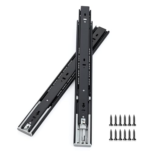 Soft Close Drawer Slides 16 Inch, Full Extension Ball Bearing Heavy Duty Drawer Slides Side Mount for Cabinet (1 Pairs, Black) - size: 16 Inch