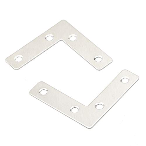 4 Holes Angle Plate Corner Brace Flat L Shape Repair Bracket Connector Fixing Repair Plated Joint Bracket Wooden Furniture Fixture Protector 60mm x 60mm / 2.36 x 2.36 inch, Pack of 20