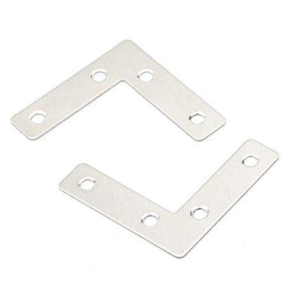 4 Holes Angle Plate Corner Brace Flat L Shape Repair Bracket Connector Fixing Repair Plated Joint Bracket Wooden Furniture Fixture Protector 60mm x 60mm / 2.36 x 2.36 inch, Pack of 20