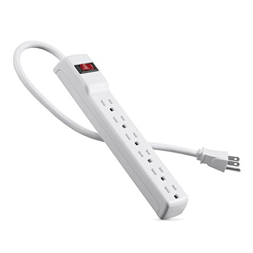 Belkin Power Strip Surge Protector - 6 AC Multiple Outlets, 2 ft Long Heavy Duty Metal Extension Cord for Home, Office, Travel, Computer Desktop & Phone Charging Brick - 200 Joules, White (2 Pack) - style: 2 ft - 2 Pack