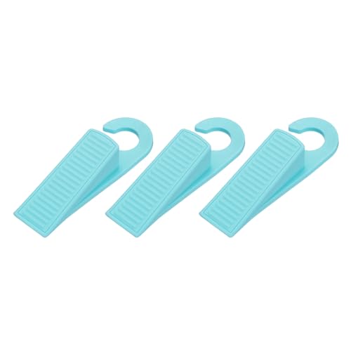 PATIKIL 3 Pcs Doorstops, Rubber Hook Door Stopper Rubber Wedge Door Protector for Bottom of Carpet Hardwood Concrete Tile All Flooring Surfaces, Blue - color: Blue