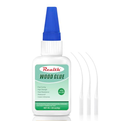 Wood Glue 30g, Super Glue for Wood Furniture Repair, Waterproof Clear Adhesive for Woodworking, Crafts DIY, Baseboard, Cabinets, Door, Indoor & Outdoor, with Anti-Clog Cap - size: 30g, style: Wood Glue