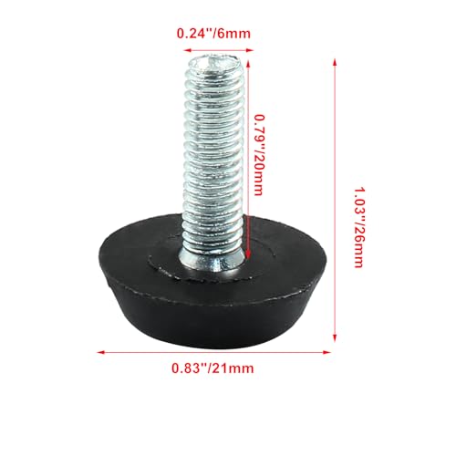 8 Pcs M6 x 20mm Black Round Furniture Lvelers, Levelling Feet for Chairs, Tables, Desks & More - size: M6 X 20mm