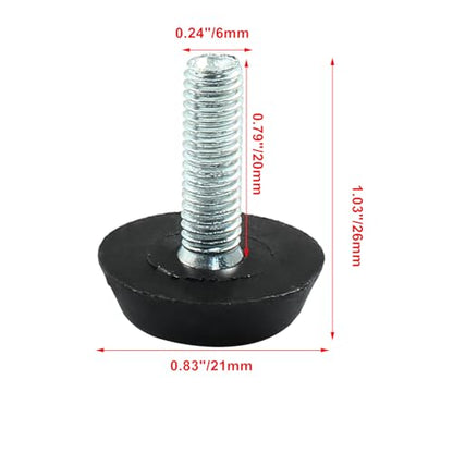 8 Pcs M6 x 20mm Black Round Furniture Lvelers, Levelling Feet for Chairs, Tables, Desks & More - size: M6 X 20mm