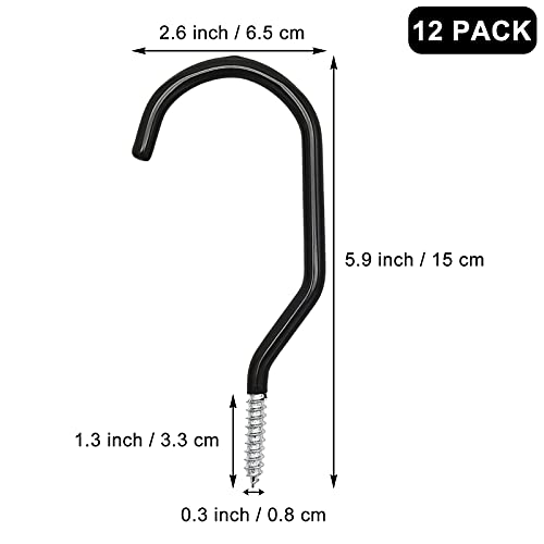 12PCS Heavy Duty Bike Storage Hooks Bicycle Wall Mounted Hooks Large Screw Hooks for Wall,Ceiling