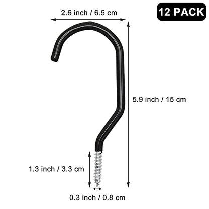12PCS Heavy Duty Bike Storage Hooks Bicycle Wall Mounted Hooks Large Screw Hooks for Wall,Ceiling
