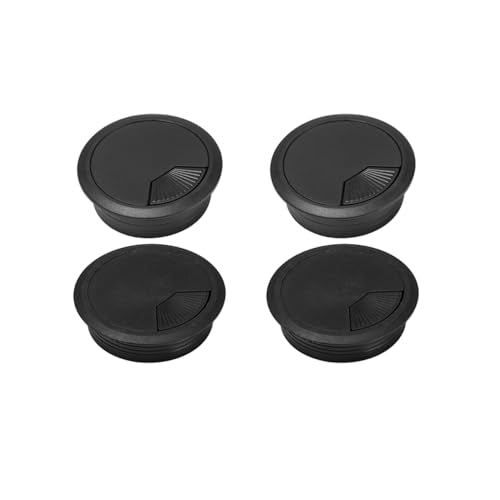 4 Pack Office Desk Grommet 2'' Round Cable Hole Caps Cover Organizer Stopper Cord Hider Buckle for Computer Desk Executive Standing Table Desktop PC Gaming Desks (Black) - color: Black