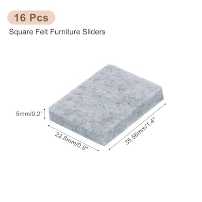 uxcell Furniture Pads, 16Pcs 1.4"x0.9" - Rectangle Self Adhesive Felt Furniture Pads, Hardwood Floor Protectors for Furniture Feet Chairs Legs (Gray) - color: Grey