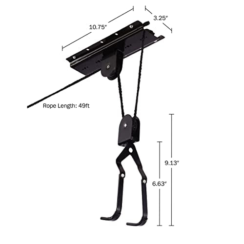 Bike Hanger - Overhead Hoist Pulley System with 100lb Capacity for Bicycles or Ladders - Secure Garage Ceiling Storage by Rad Sportz - size: 2-Pack