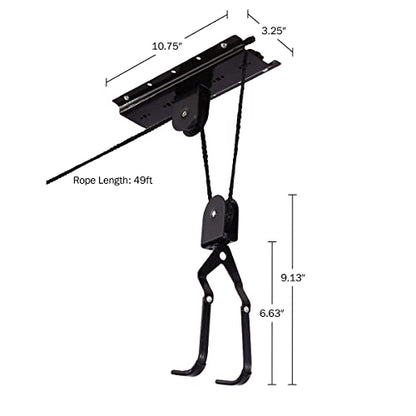 Bike Hanger - Overhead Hoist Pulley System with 100lb Capacity for Bicycles or Ladders - Secure Garage Ceiling Storage by Rad Sportz - size: 2-Pack