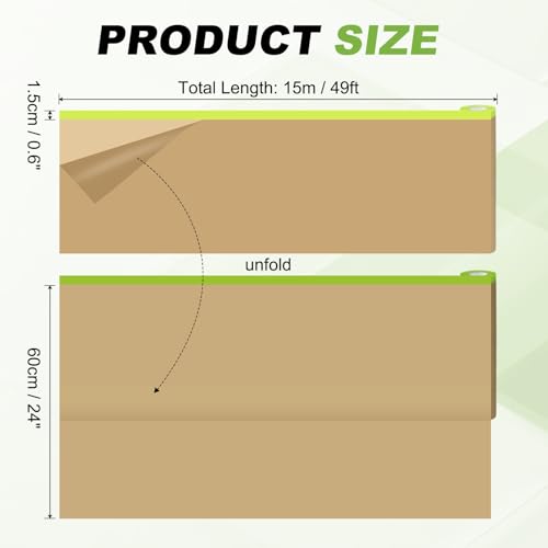 HARFINGTON Pre-Taped Masking Paper, 24" x 49 ft Paint Adhesive Protective Paper Painter Tape and Drape for Masking Auto Body Covering Wall Skirting Frames, Green - color: Green, size: 24 IN x 49 FT