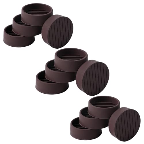 1.5x1.5 Round Rubber Furniture Caster Cups, Anti-Sliding Furniture Pads Bed Stopper Floor Protectors with Grip - Protect Any Flooring - size: 12 Pcs Brown