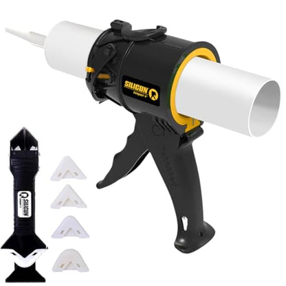 SILIGUN™ Compact Caulking Gun with Caulking Tools - No Drip Caulk Gun - Patented Design - Lightweight ABS Frame - Works with All 10 oz Tubes - color: Siligun Scraper Kit