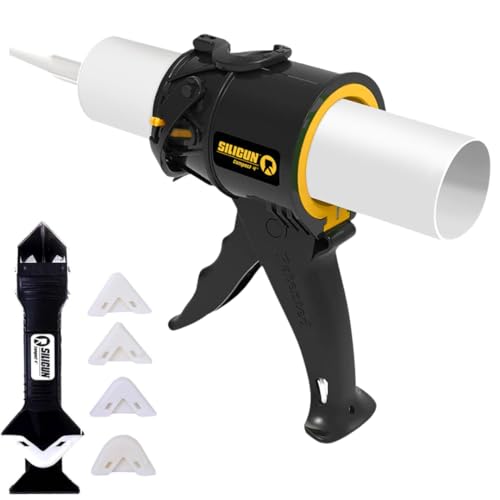 SILIGUN™ Compact Caulking Gun with Caulking Tools - No Drip Caulk Gun - Patented Design - Lightweight ABS Frame - Works with All 10 oz Tubes - color: Siligun Scraper Kit