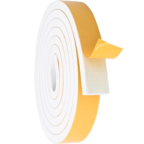 ToLanbbt White Door Window Weather Stripping Self Adhesive Foam Tape High Density Foam Sealing Strip Window Insulation Weatherproof Gasket Tape for Doors and Windows (1/2" W X 1/4" T X 8.5') - color: White, size: 1/2 in X 1/4 in X 8.5ft