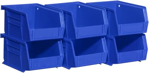 Akro-Mils 30210 AkroBins Plastic Storage Bins, Space-Saving Stackable Bins for Garage, Pantry, Craft Organization, 5" x 4" x 3", Blue, 6-Pack - color: Blue, size: 6 Pack