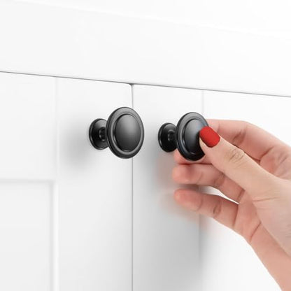 Matte Black Cabinet Knobs Black Drawer Knobs, 10 Pack 1-1/4 Inch, 8222 Round Single Hole Cabinet Pulls for Kitchen Cabinets Drawers Bedroom Dresser Cupboard Bathroom Vanity - color: Matte Black, size: 1-1/4 Inches, style: 10 Pack Round Knob