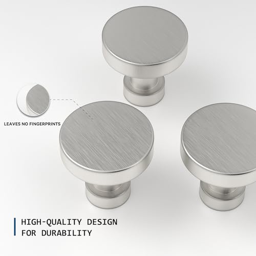 10 Pack Cabinet Knobs Brushed Nickel Drawer Knobs Solid Dresser Knobs, Modern Kitchen Cabinet Knobs Round Nickel Knobs for Dresser Drawers - color: Brushed Nickel, size: 10 Pack