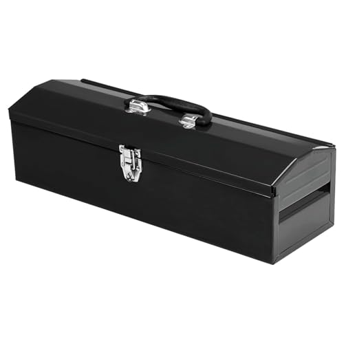 Portable Tool Box,Metal Latch Closure, 19" Hip Roof Style, Ideal for Trailer, Mechanic, DIY-ers, Car Toolbox, Workshops, Garages, Repair Shops,Black - size: 1P-19in-Black