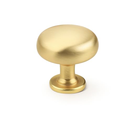 Probrico 5 Pack Cabinet Knobs Brushed Brass Round Zinc Alloy Kitchen Cupboard Knobs for Bathroom Closet Dresser Drawers - color: Brushed Brass